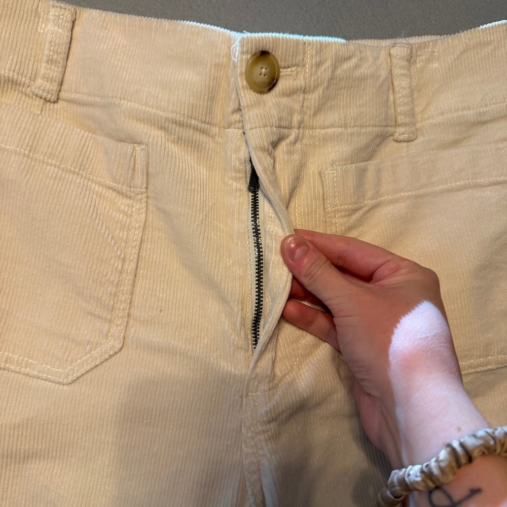 Maeve Colette Wide Leg Corduroy Pants Cream Womens Size 28 - Picture 4 of 13